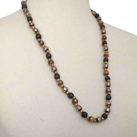 Metal Bead Chain Necklace Mixed Metals HEAVY Strand Biker Rocker Fairy Grunge - Picture 6 of 16